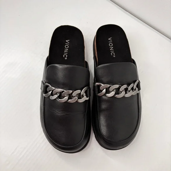 Vionic Georgie Mule Black Leather Womens Comfort Shoe Size 8.5 Arch Support NEW! - Picture 9 of 13